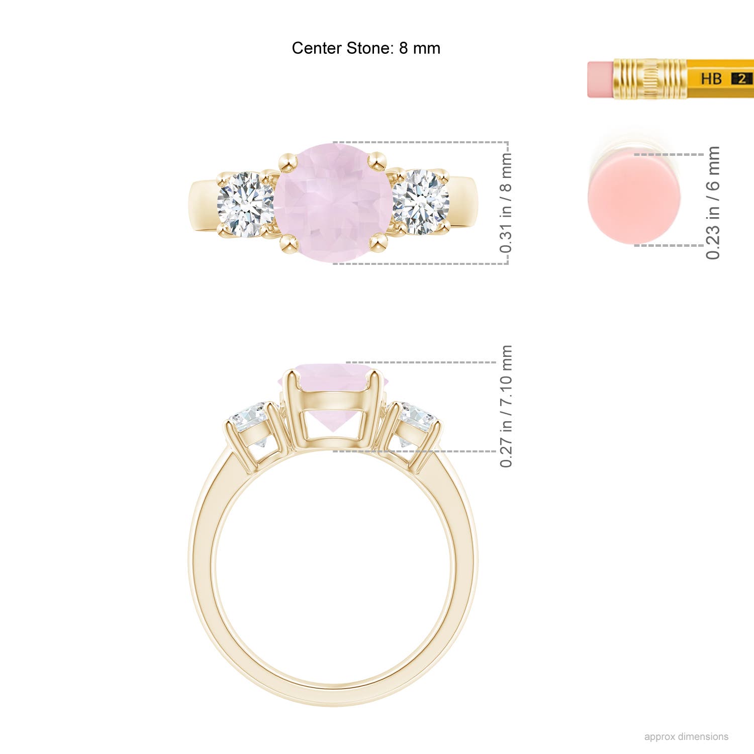 A - Rose Quartz / 2.4 CT / 14 KT Yellow Gold