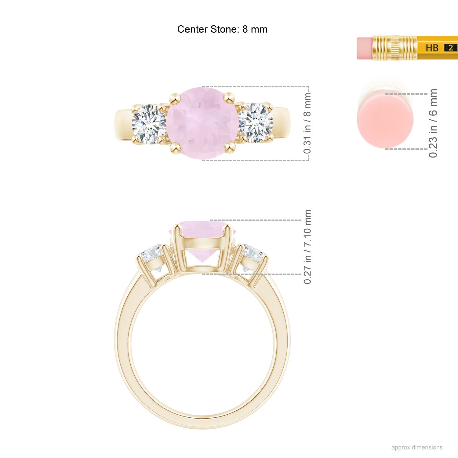 AA - Rose Quartz / 2.4 CT / 14 KT Yellow Gold