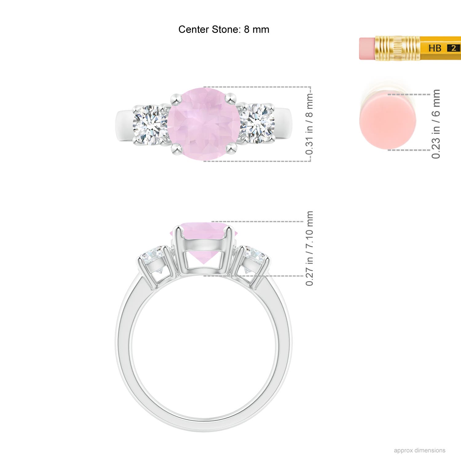 AAA - Rose Quartz / 2.4 CT / 14 KT White Gold