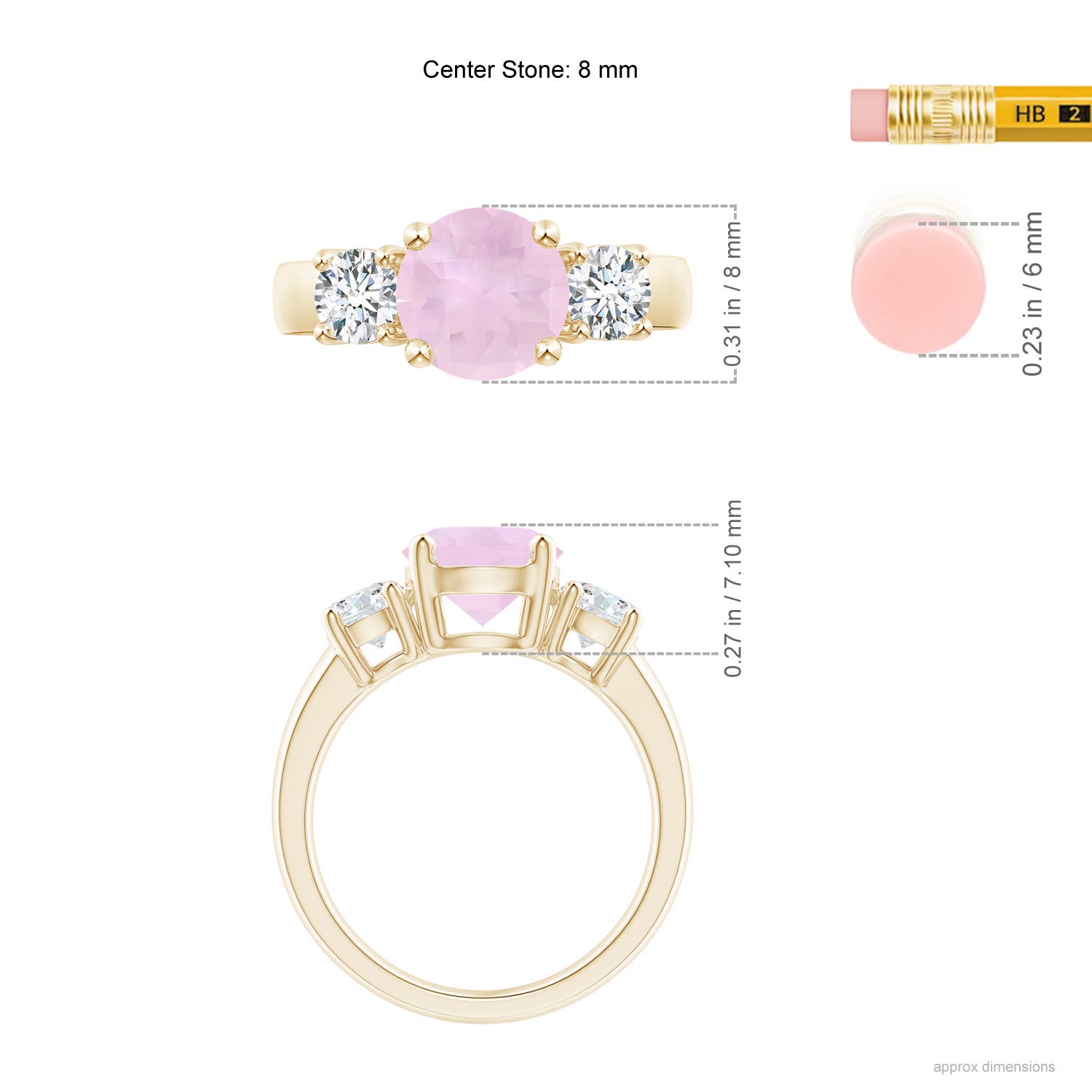 AAA - Rose Quartz / 2.4 CT / 14 KT Yellow Gold