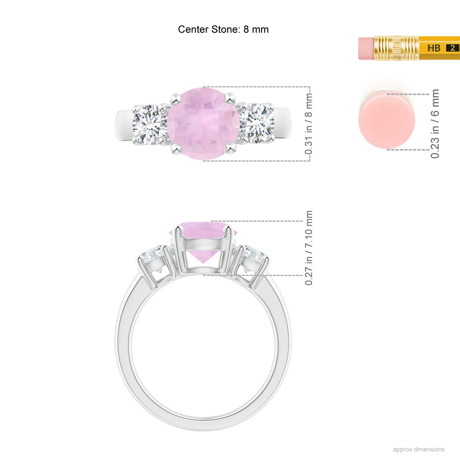 AAAA - Rose Quartz / 2.4 CT / 14 KT White Gold