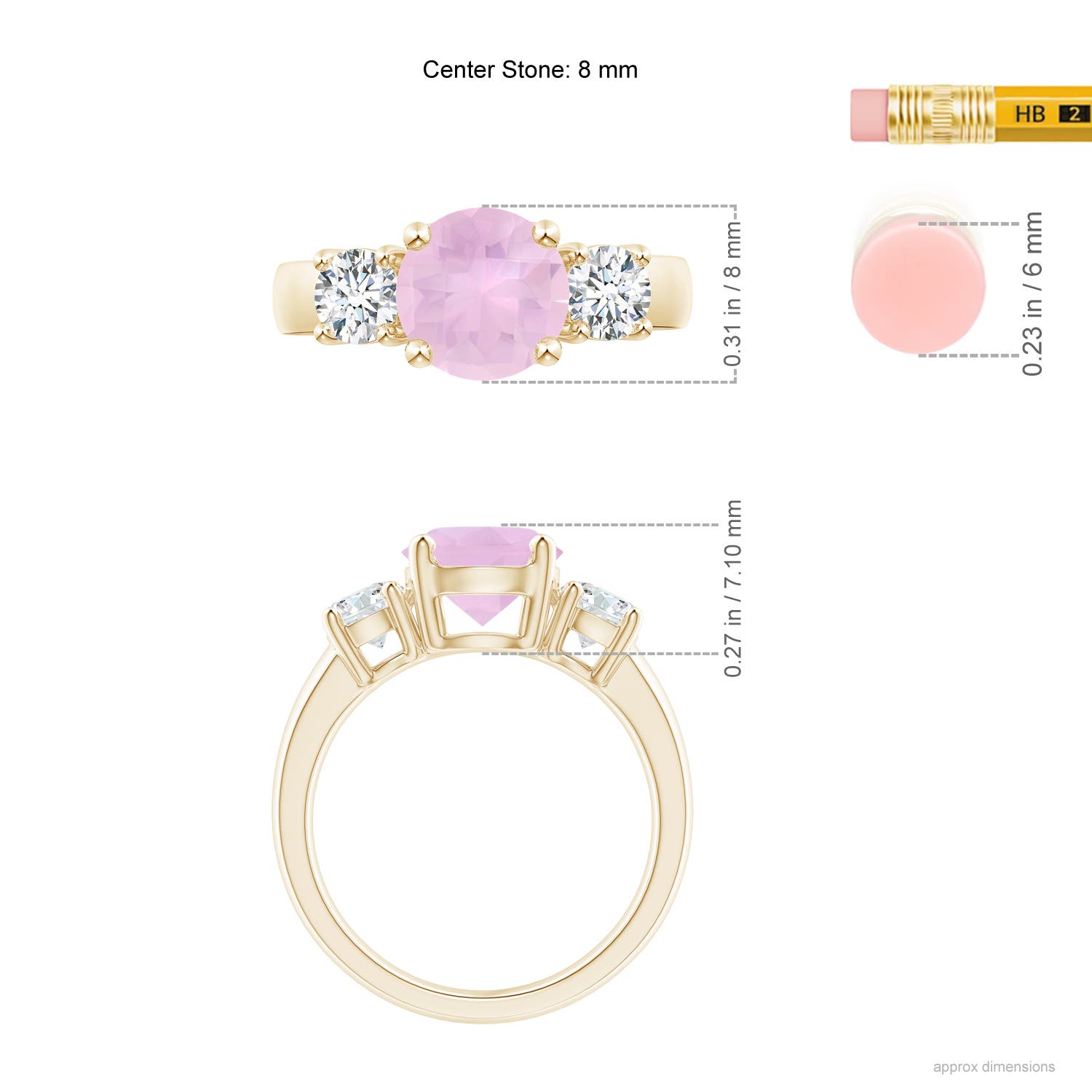 AAAA - Rose Quartz / 2.4 CT / 14 KT Yellow Gold