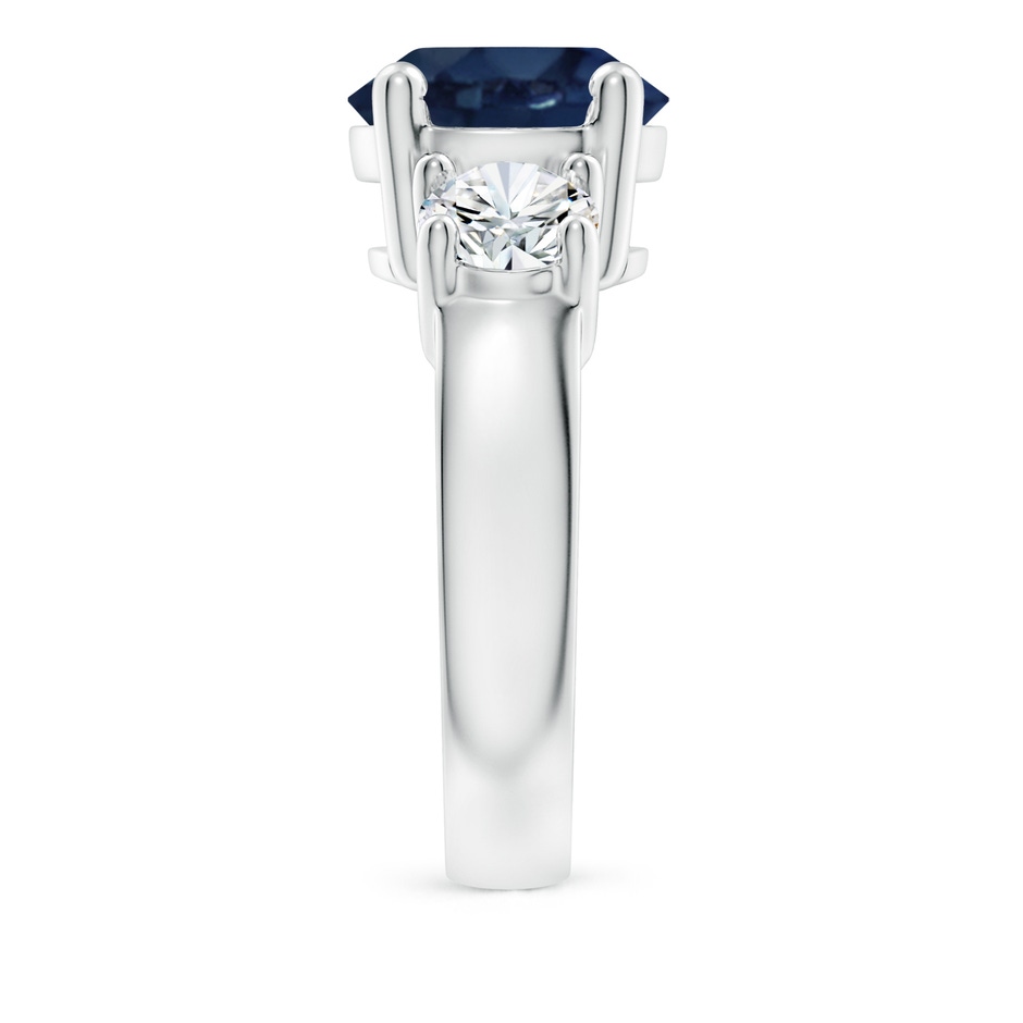10mm AA Classic Blue Sapphire and Diamond Three Stone Engagement Ring in P950 Platinum side 299