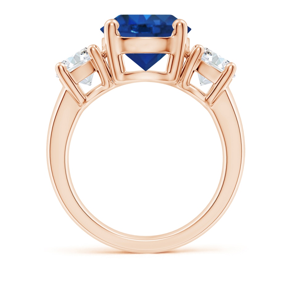 10mm AAA Classic Blue Sapphire and Diamond Three Stone Engagement Ring in Rose Gold side 199