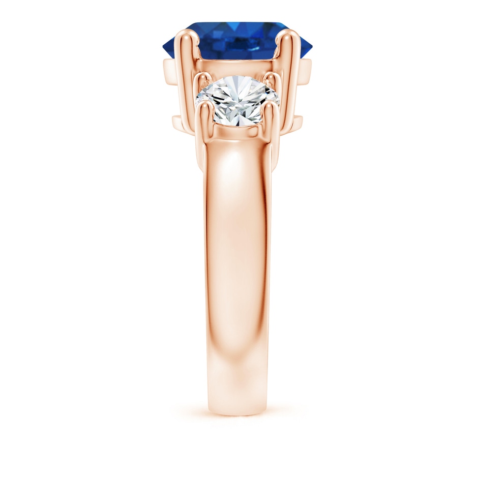 10mm AAA Classic Blue Sapphire and Diamond Three Stone Engagement Ring in Rose Gold side 299