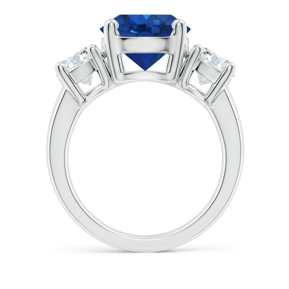 10mm AAA Classic Blue Sapphire and Diamond Three Stone Engagement Ring in White Gold side 199