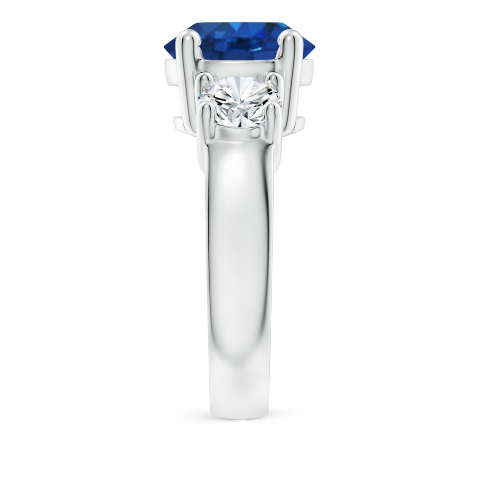 10mm AAA Classic Blue Sapphire and Diamond Three Stone Engagement Ring in White Gold side 299