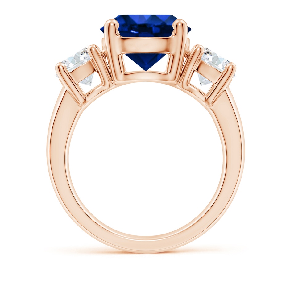 10mm Lab-Grown Classic Blue Sapphire and Diamond Three Stone Engagement Ring in Rose Gold side 199