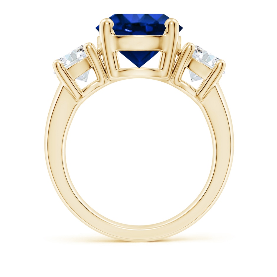 10mm Lab-Grown Classic Blue Sapphire and Diamond Three Stone Engagement Ring in Yellow Gold side 199