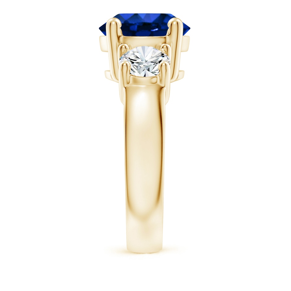 10mm Lab-Grown Classic Blue Sapphire and Diamond Three Stone Engagement Ring in Yellow Gold side 299