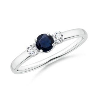 4mm A Classic Blue Sapphire and Diamond Three Stone Engagement Ring in P950 Platinum