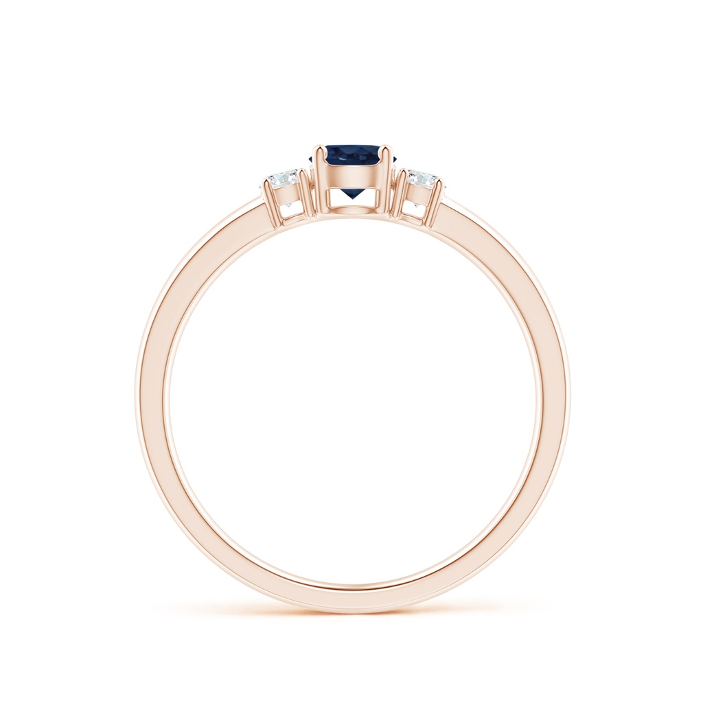 4mm AA Classic Blue Sapphire and Diamond Three Stone Engagement Ring in 9K Rose Gold Side 199