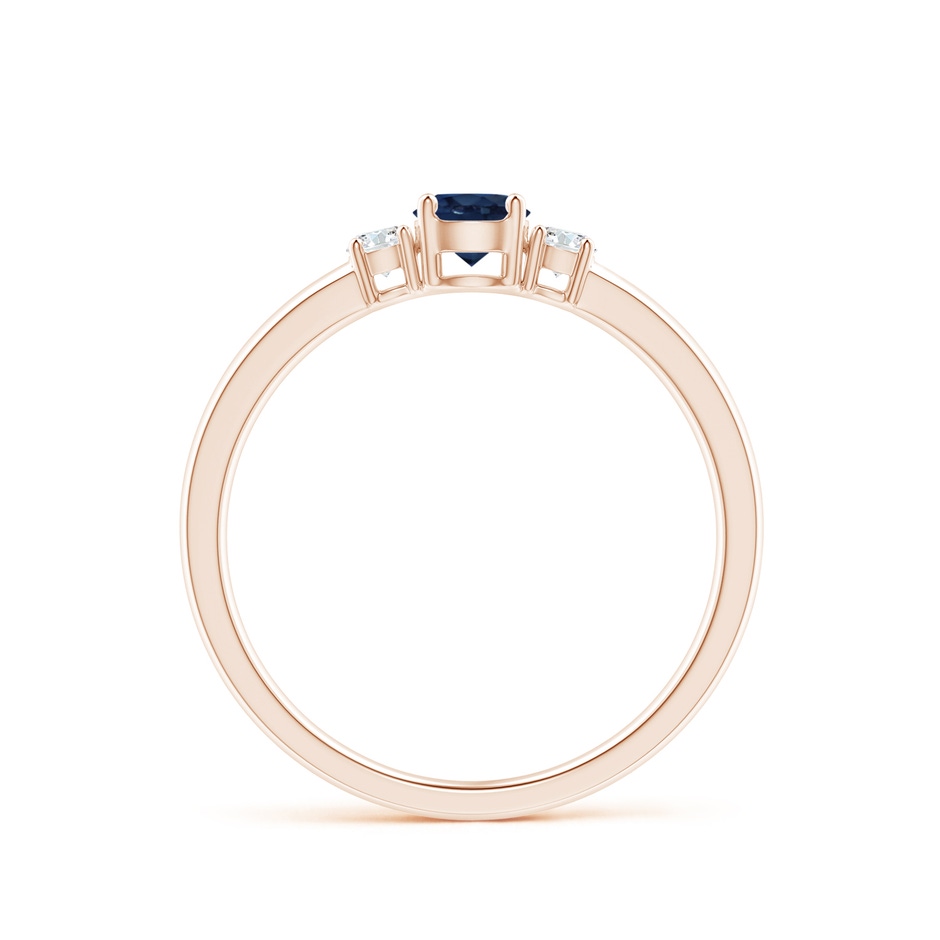 4mm AA Classic Blue Sapphire and Diamond Three Stone Engagement Ring in Rose Gold side 199