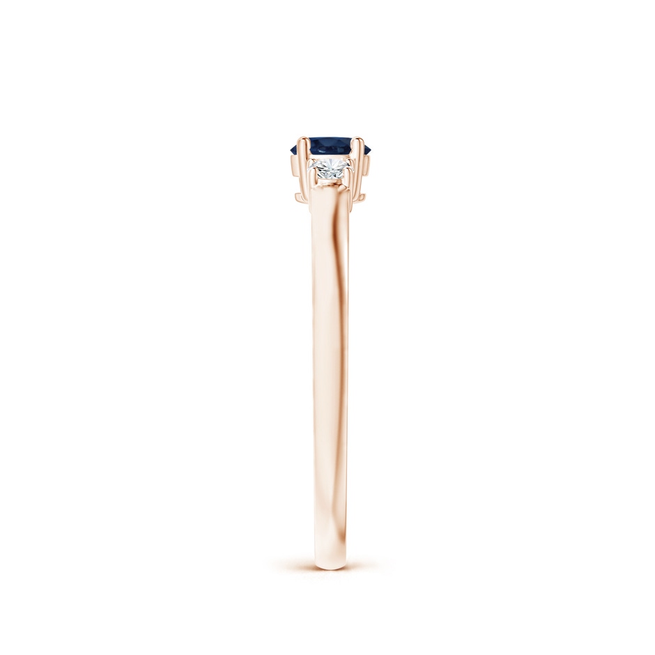4mm AA Classic Blue Sapphire and Diamond Three Stone Engagement Ring in Rose Gold side 299