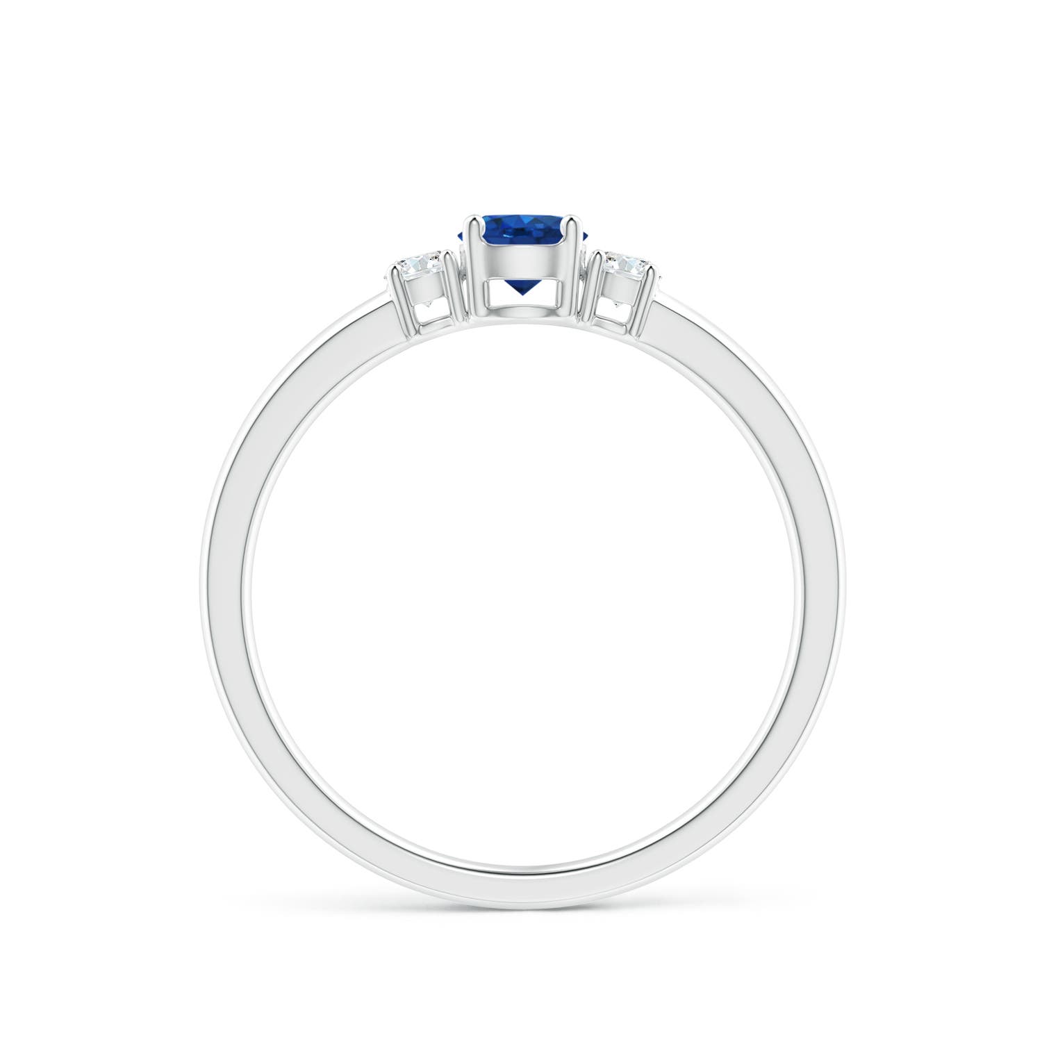 4mm AAA Classic Blue Sapphire and Diamond Three Stone Engagement Ring in P950 Platinum - side 3
