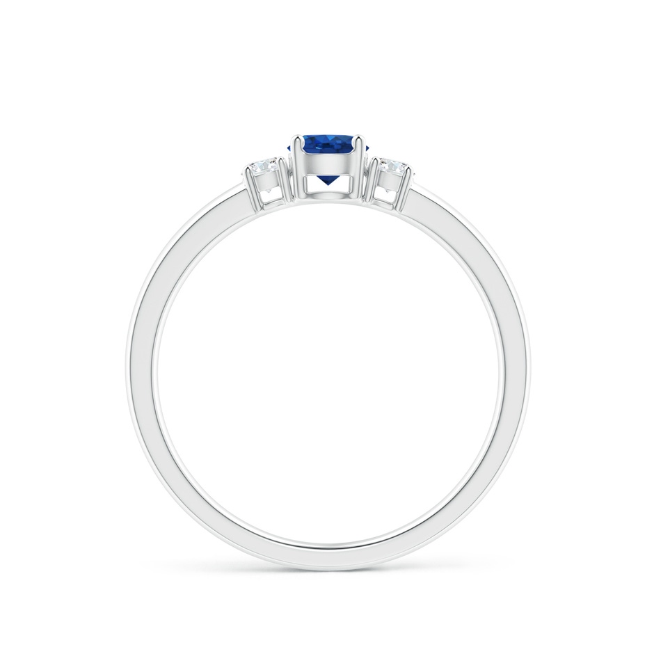 4mm AAA Classic Blue Sapphire and Diamond Three Stone Engagement Ring in White Gold side 199