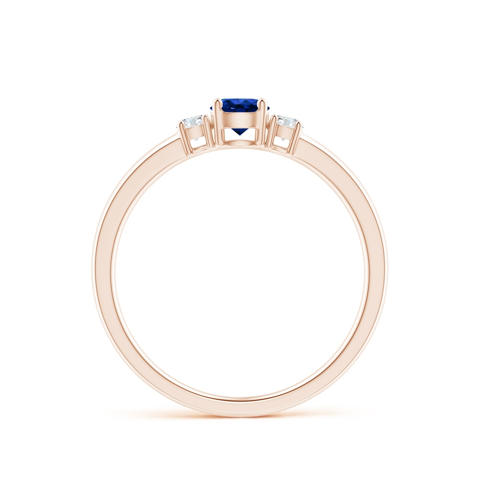 4mm AAAA Classic Blue Sapphire and Diamond Three Stone Engagement Ring in 9K Rose Gold side 199