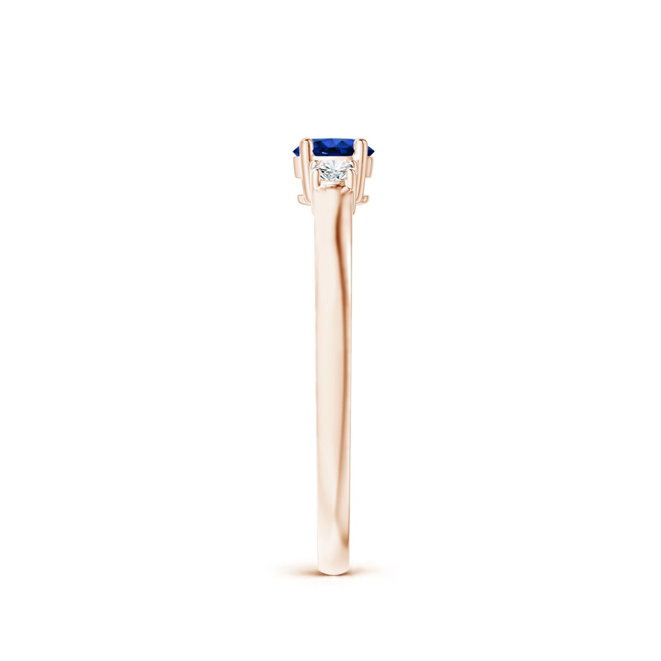 4mm AAAA Classic Blue Sapphire and Diamond Three Stone Engagement Ring in 9K Rose Gold side 299