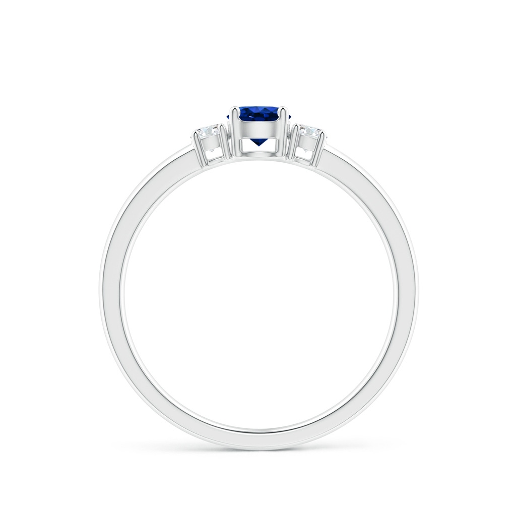4mm AAAA Classic Blue Sapphire and Diamond Three Stone Engagement Ring in P950 Platinum Side 199
