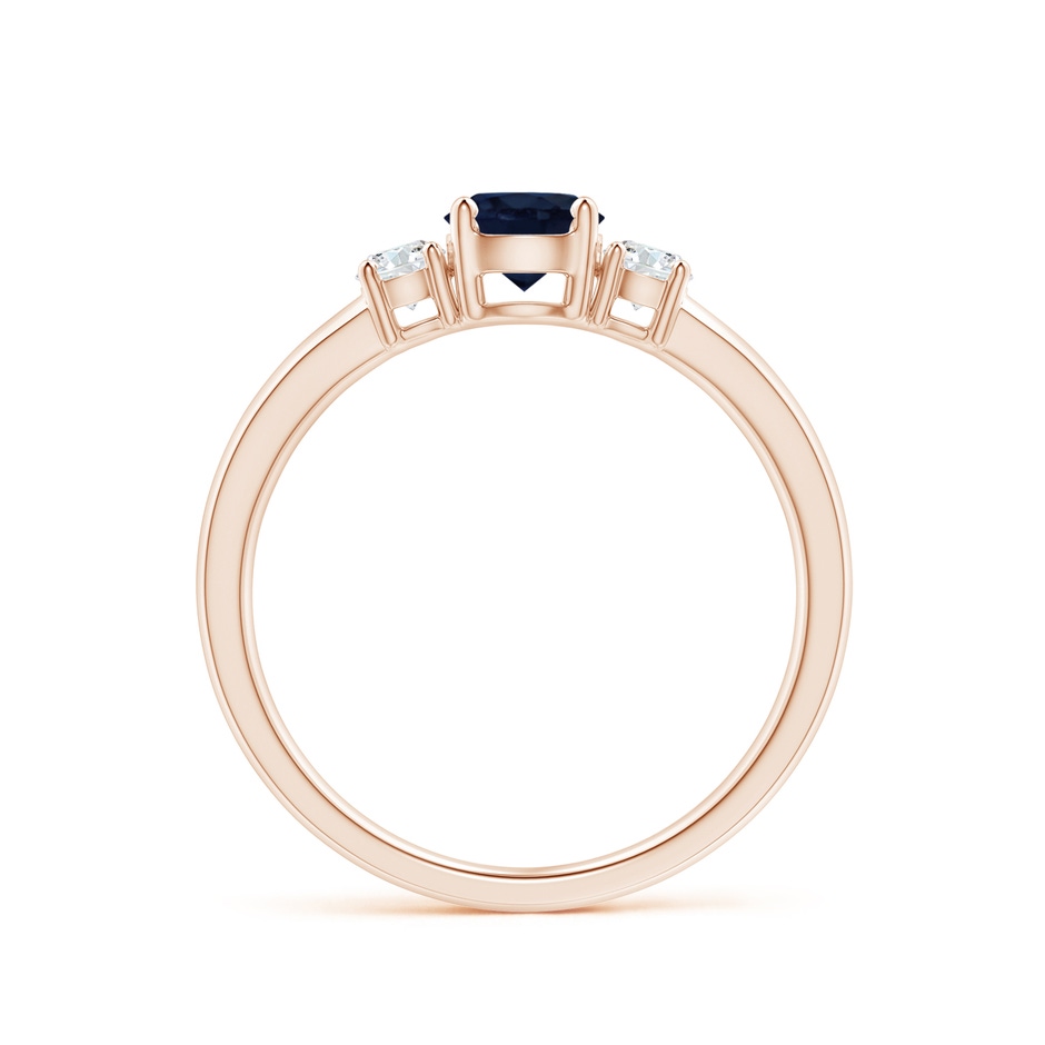 5mm A Classic Blue Sapphire and Diamond Three Stone Engagement Ring in Rose Gold side 199