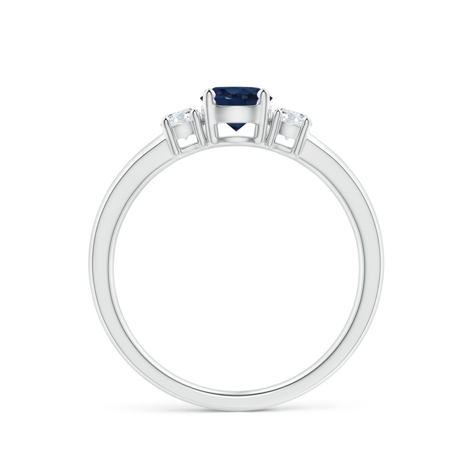5mm AA Classic Blue Sapphire and Diamond Three Stone Engagement Ring in P950 Platinum side 199
