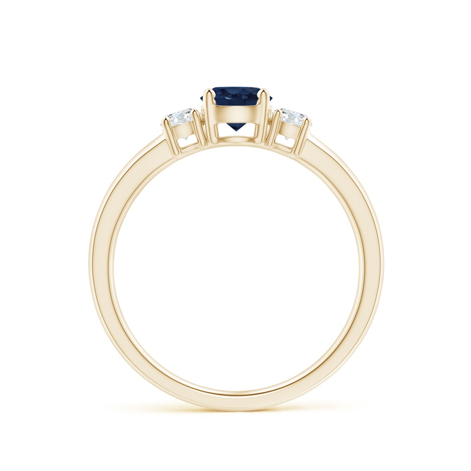 5mm AA Classic Blue Sapphire and Diamond Three Stone Engagement Ring in Yellow Gold side 199