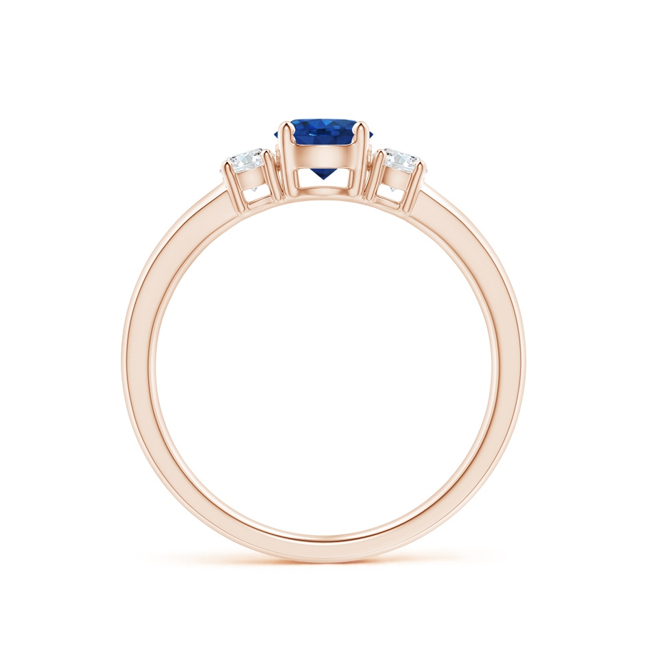 5mm AAA Classic Blue Sapphire and Diamond Three Stone Engagement Ring in Rose Gold side 199
