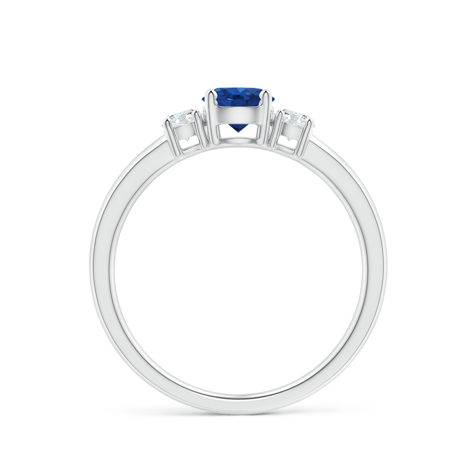 5mm AAA Classic Blue Sapphire and Diamond Three Stone Engagement Ring in White Gold side 199