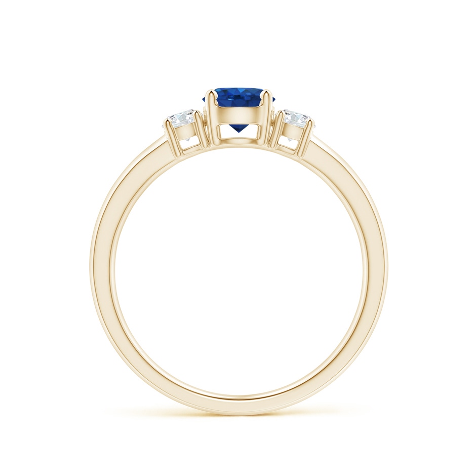 5mm AAA Classic Blue Sapphire and Diamond Three Stone Engagement Ring in Yellow Gold side 199