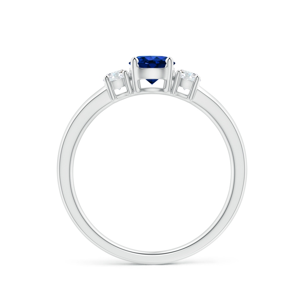 5mm AAAA Classic Blue Sapphire and Diamond Three Stone Engagement Ring in White Gold Side 199