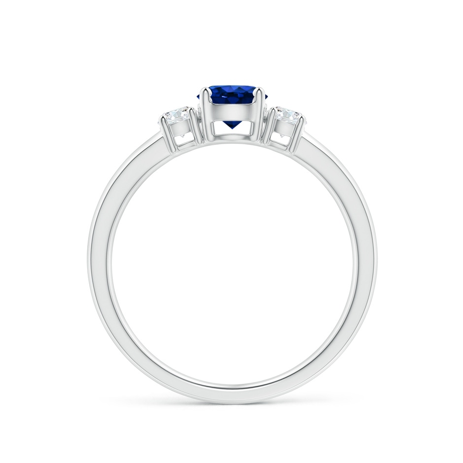 5mm AAAA Classic Blue Sapphire and Diamond Three Stone Engagement Ring in White Gold side 199