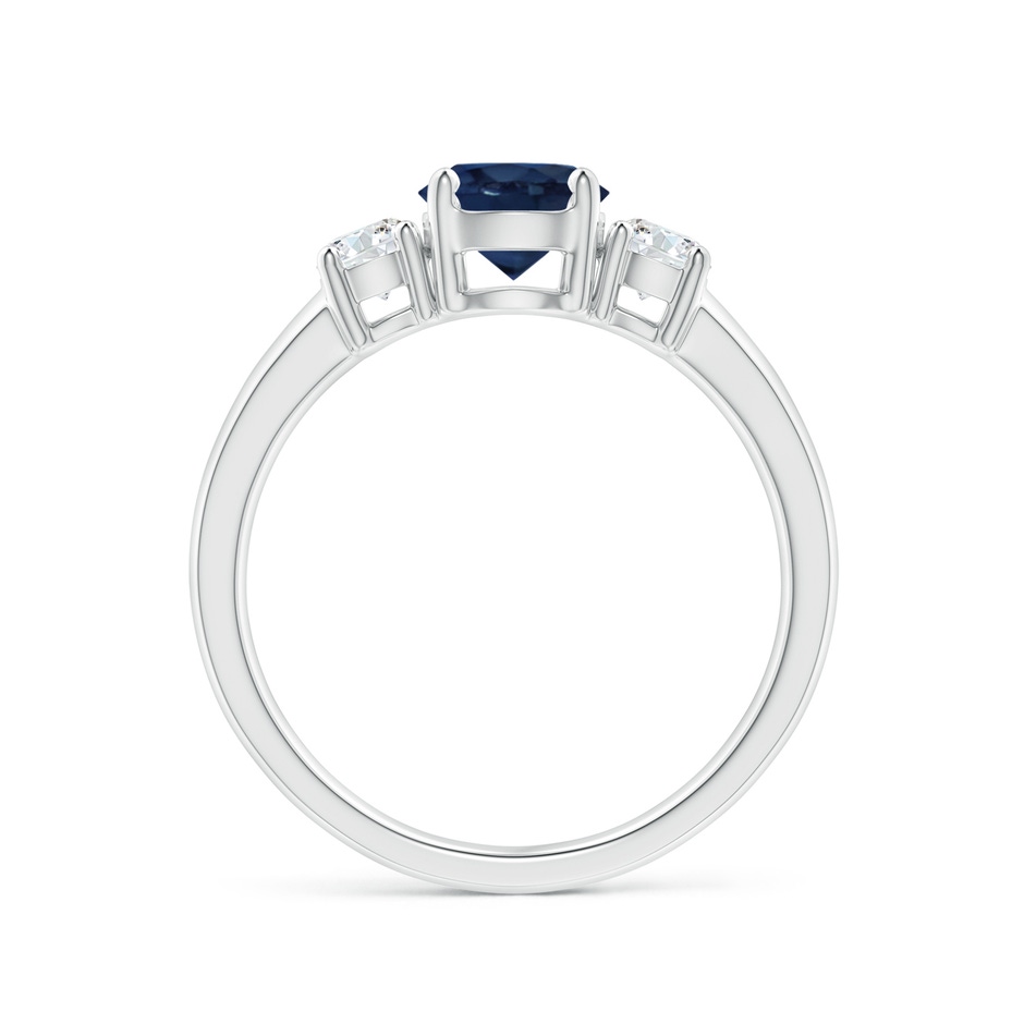 6mm AA Classic Blue Sapphire and Diamond Three Stone Engagement Ring in P950 Platinum side 199