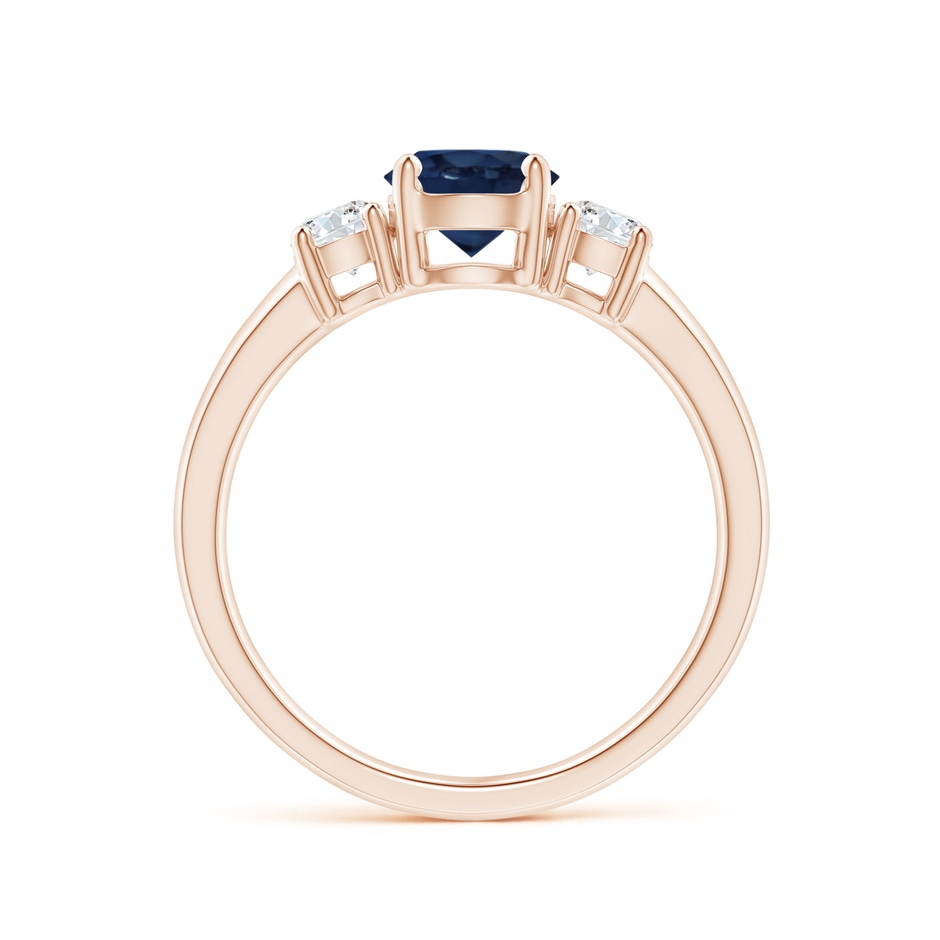 6mm AA Classic Blue Sapphire and Diamond Three Stone Engagement Ring in Rose Gold side 199