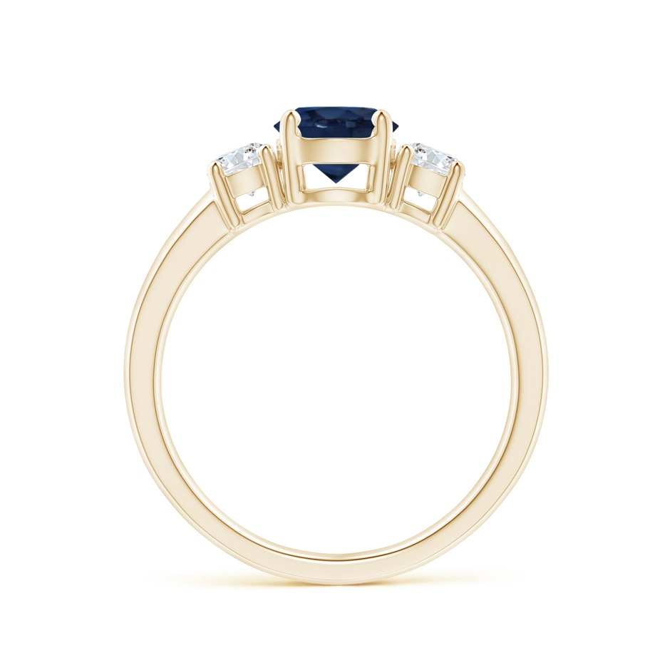 6mm AA Classic Blue Sapphire and Diamond Three Stone Engagement Ring in Yellow Gold side 199