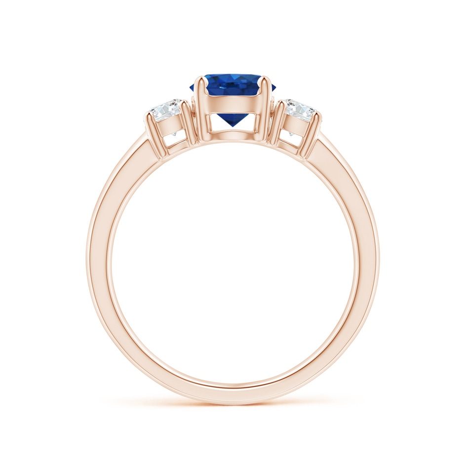 6mm AAA Classic Blue Sapphire and Diamond Three Stone Engagement Ring in Rose Gold side 199
