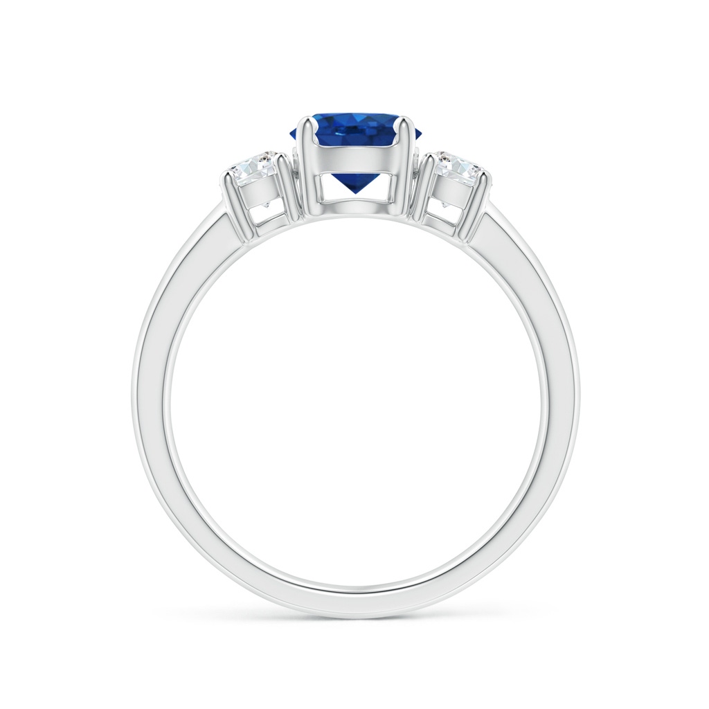 6mm AAA Classic Blue Sapphire and Diamond Three Stone Engagement Ring in White Gold Side 199