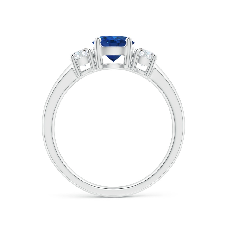 6mm AAA Classic Blue Sapphire and Diamond Three Stone Engagement Ring in White Gold side 199