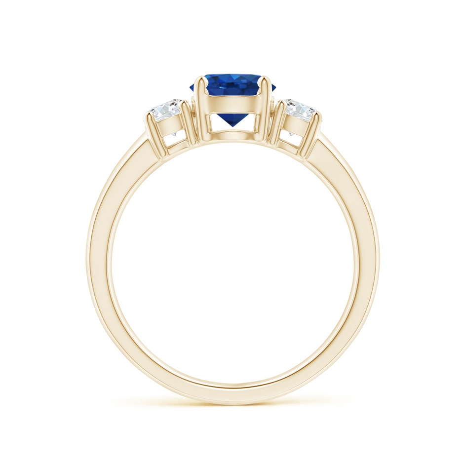 6mm AAA Classic Blue Sapphire and Diamond Three Stone Engagement Ring in Yellow Gold side 199