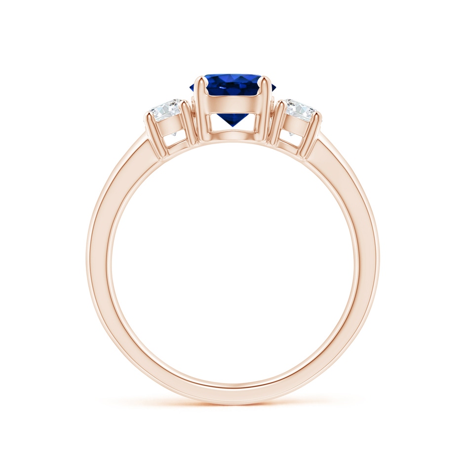 6mm AAAA Classic Blue Sapphire and Diamond Three Stone Engagement Ring in 9K Rose Gold side 199