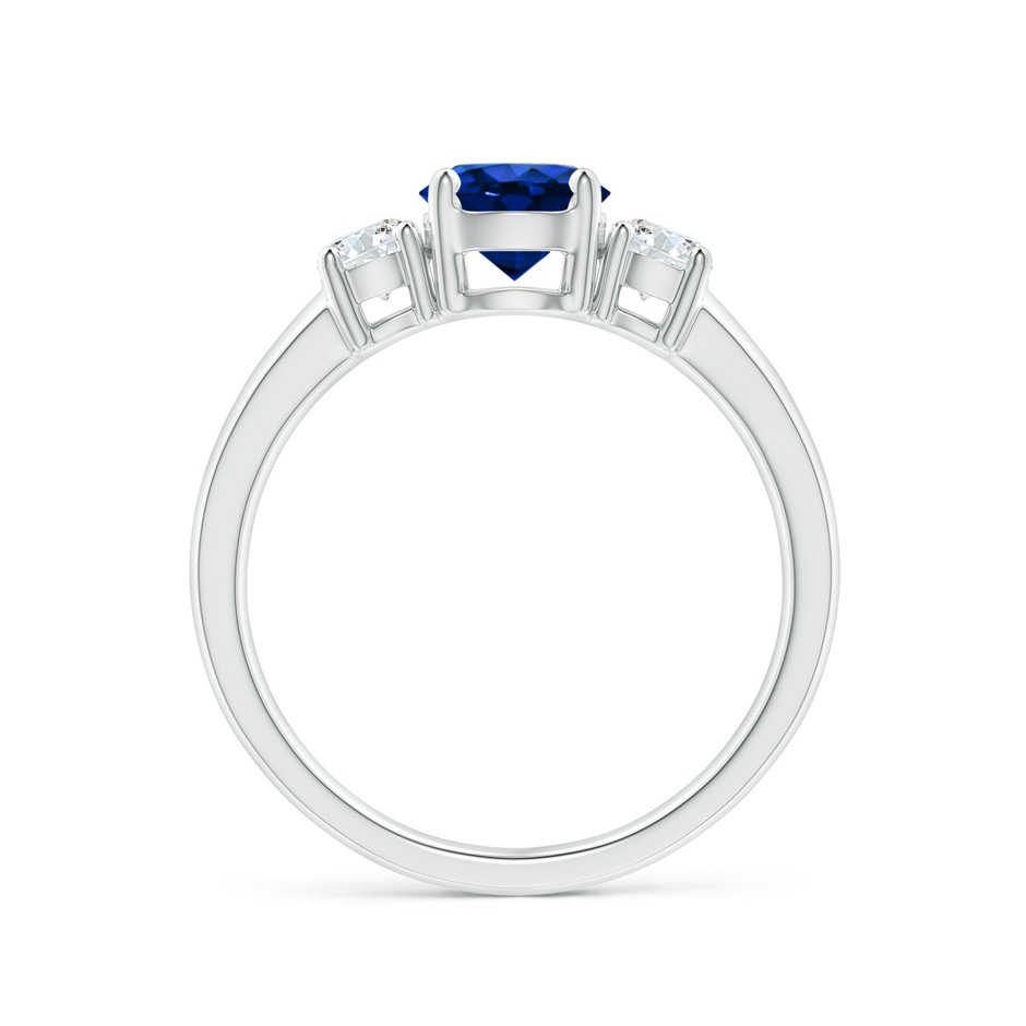 6mm AAAA Classic Blue Sapphire and Diamond Three Stone Engagement Ring in White Gold side 199