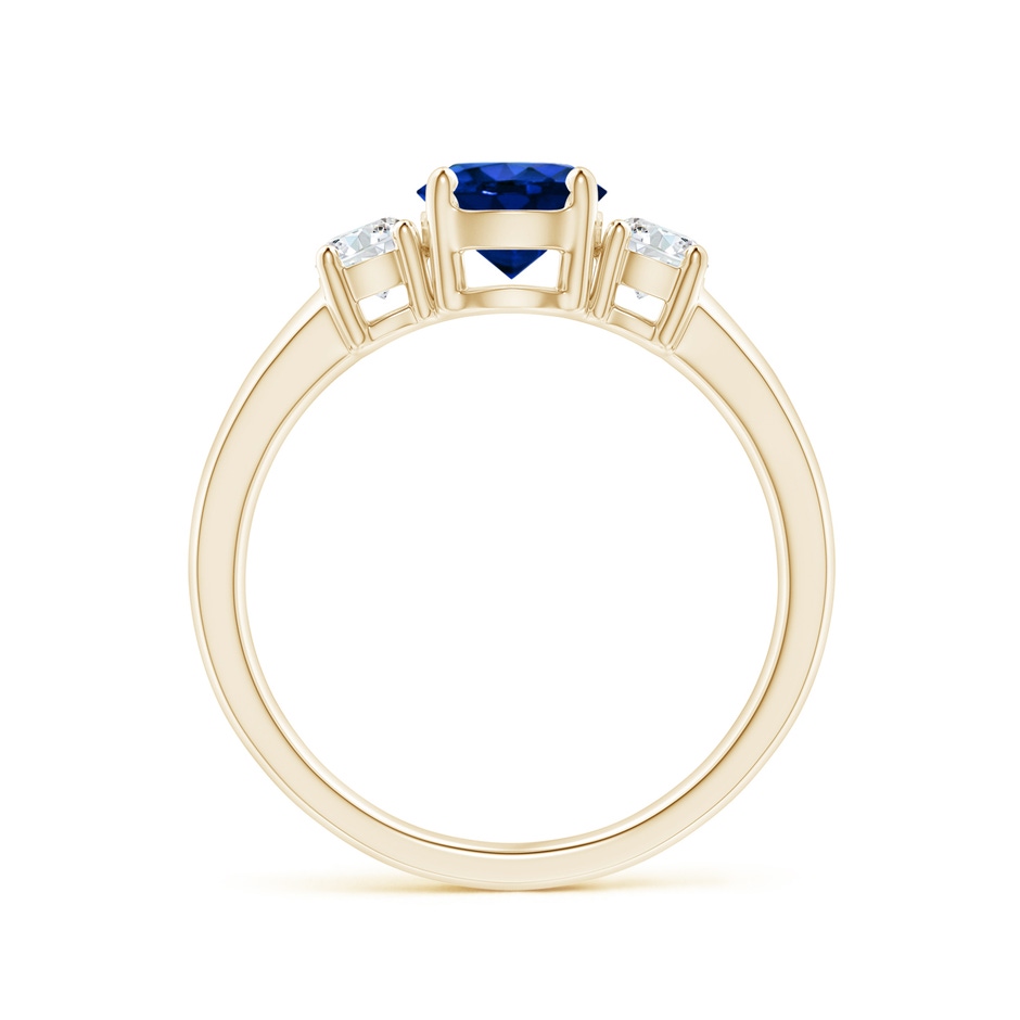 6mm Lab-Grown Classic Blue Sapphire and Diamond Three Stone Engagement Ring in Yellow Gold side 199