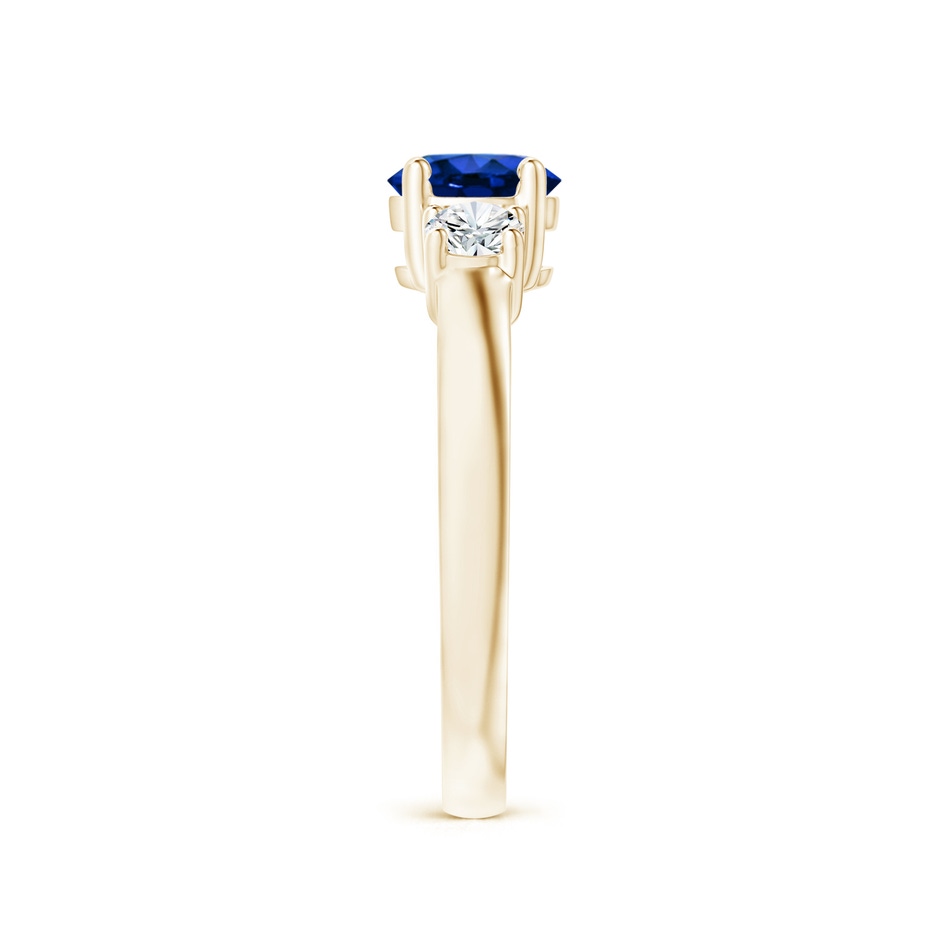 6mm Lab-Grown Classic Blue Sapphire and Diamond Three Stone Engagement Ring in Yellow Gold side 299