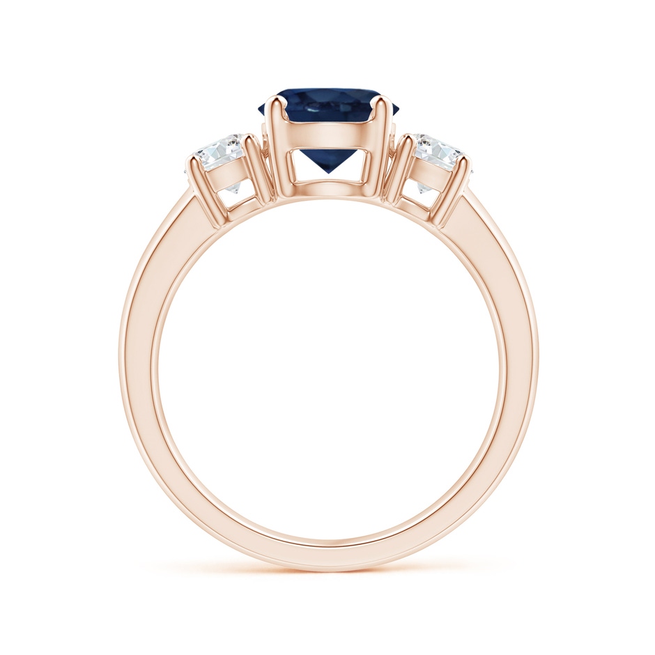 7mm AA Classic Blue Sapphire and Diamond Three Stone Engagement Ring in Rose Gold side 199