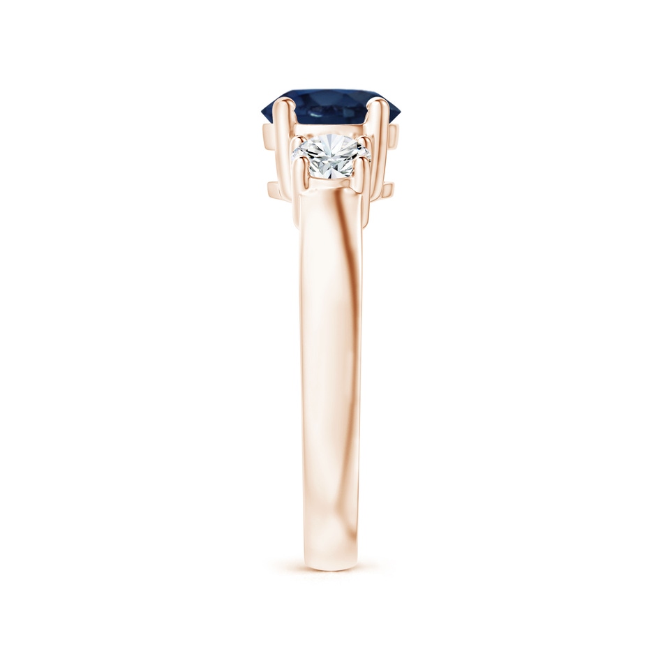 7mm AA Classic Blue Sapphire and Diamond Three Stone Engagement Ring in Rose Gold side 299