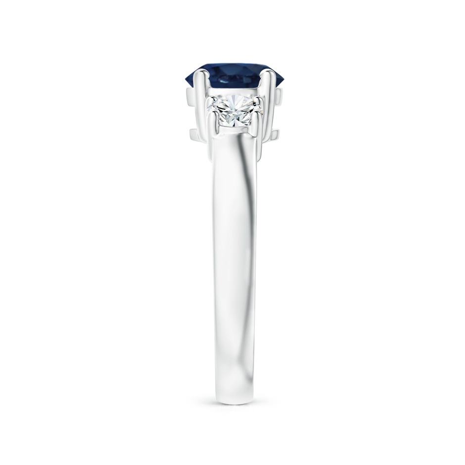 7mm AA Classic Blue Sapphire and Diamond Three Stone Engagement Ring in White Gold side 299