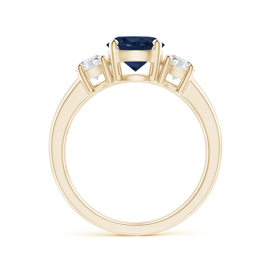 7mm AA Classic Blue Sapphire and Diamond Three Stone Engagement Ring in Yellow Gold side 199