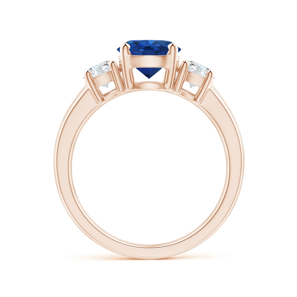 7mm AAA Classic Blue Sapphire and Diamond Three Stone Engagement Ring in 10K Rose Gold Side 199