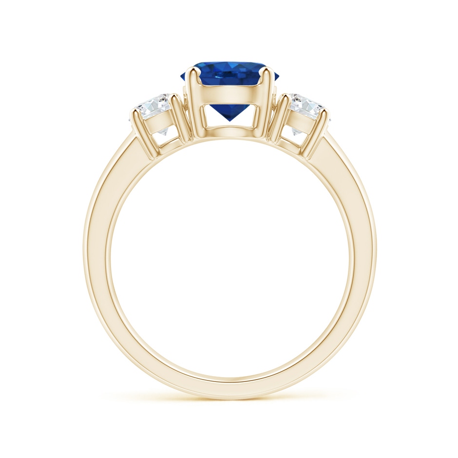 7mm AAA Classic Blue Sapphire and Diamond Three Stone Engagement Ring in Yellow Gold side 199