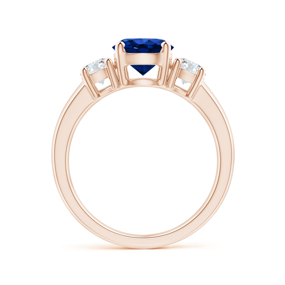 7mm AAAA Classic Blue Sapphire and Diamond Three Stone Engagement Ring in Rose Gold side 199