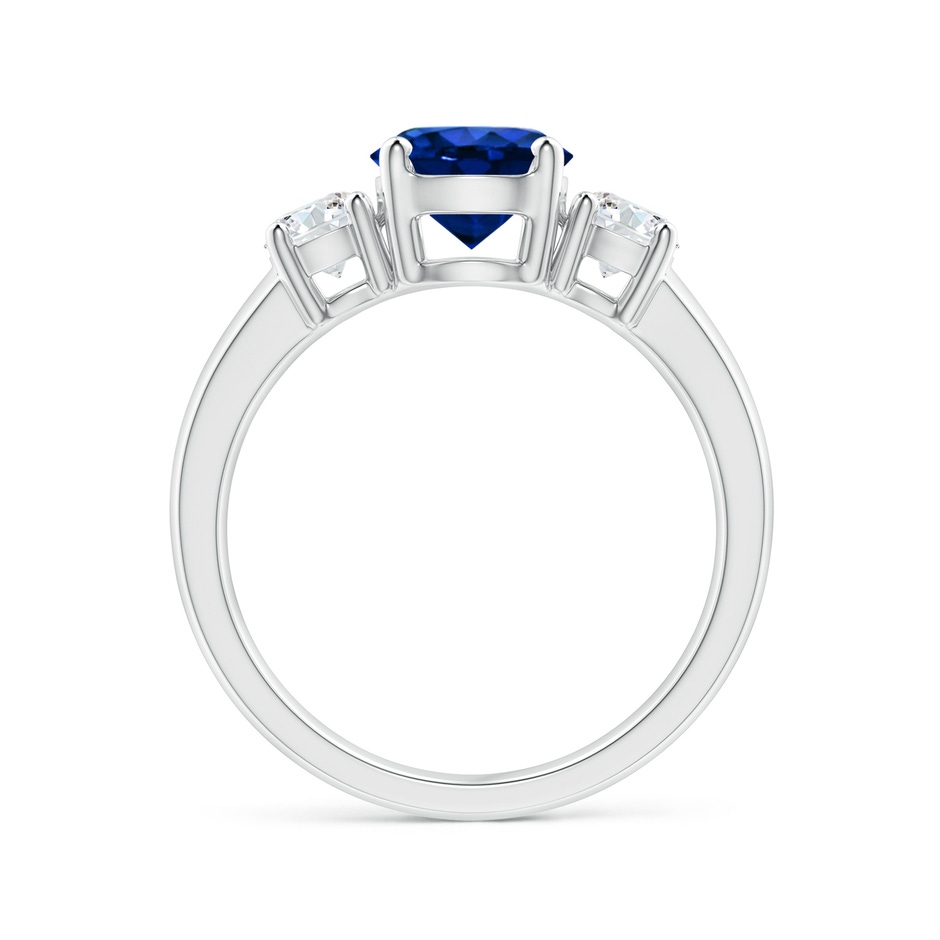 7mm AAAA Classic Blue Sapphire and Diamond Three Stone Engagement Ring in White Gold side 199